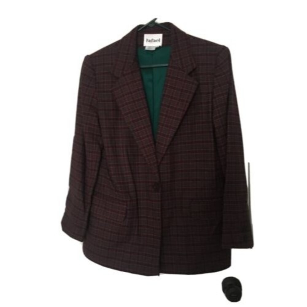 Rafael Women's Plaid Twill Blazer Jacket Business Size 8